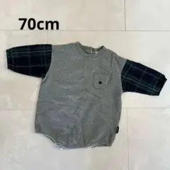 匿名配送❣️ POLO グレー チェック 袖付きロンパース