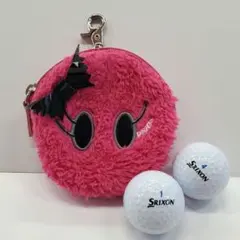 VIVA ゴルフボールポーチ アクセサリー ポーチ ピンク 黒リボンに剥がれ