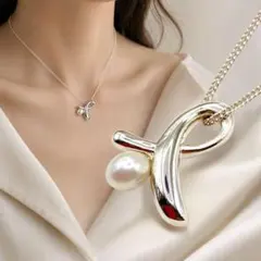 TASAKI パール シルバー リボン ネックレス 442