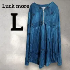 Luck more【L】青 ジッパー付き長袖シャツ