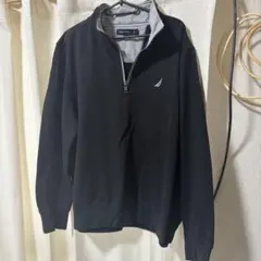 NAUTICA ブラック ジップアップ ハーフジップ トレーナー