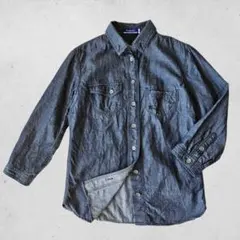 バーバリーブルーレーベル ブルーデニムシャツ 7分袖 36 春夏