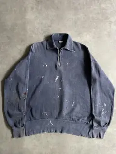 50s BRENT ハーフジップ スウェット ツートーン セットイン 襤褸のサムネイル