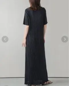La-gemmeラジェムブラック プリーツロングワンピース 半袖　ラジエム美品