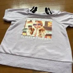 薄紫色 プリントTシャツ ショートスリーブ