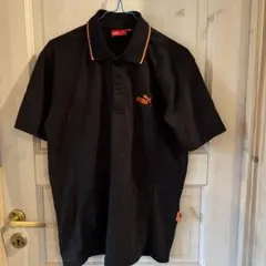 PUMA 黒 M ポロシャツ オレンジストライプ