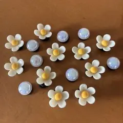 花モチーフ　クロックスチャーム　サンダルアクセサリー　花型10個　丸型７個セット