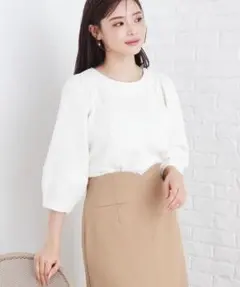 【index】カットジャカードパフスリーブトップス / オフホワイト
