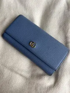 【美品・希少色】GUCCI グッチ　長財布　青　レザー　折り財布　シボ革 GUCCI - グッチ GGエンボス ウォレット ラウンドファスナー長
