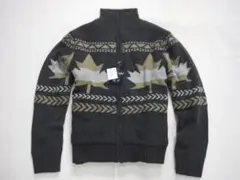 【新品/即戦力/楓柄】ノルディック柄 裏ボア フルジップ ニットJKT■L