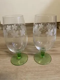 ボヘミアグラス　ワイングラス　葡萄柄　2脚セット