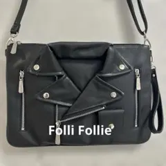 フォリフォリ Folli Follieライダースジャケット風ショルダーバッグ