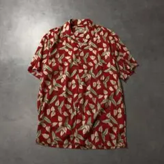 GQ3696◇PARADISE FOUND : レーヨン アロハシャツ◇S◇赤