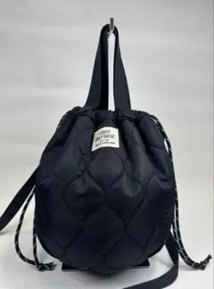 コーエン coen キルト×ボア巾着トートバッグ ブラック トートバッグ 黒