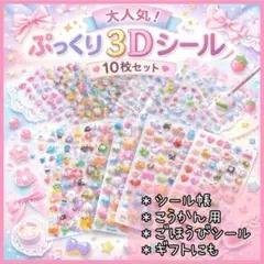 大人気⭐️ ぷっくり 3D シール 10枚セット シール帳 交換 デコ 手帳