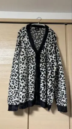 【最終値下げ】HUF ハフ カーディガン Lサイズ レオパード 白黒