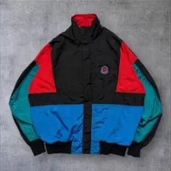 USA製vintage古着マルチカラー ナイロンウォームアップジャケット