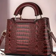 ブラウンレッドクロコダイル風 2WAYバッグ