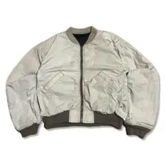 ベージュ MA-1ジャケット リフレクター　ブルゾン　古着