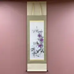 美品 掛け軸 酒井抱一筆 四季花鳥「燕子花小禽」5月掛け 名品 菖蒲