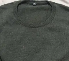 ダークグリーン クルーネックニット Mサイズ（無印良品・送料込）