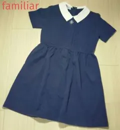 familiar ファミリア　襟付き半袖ワンピース　120 ネイビー　刺繍