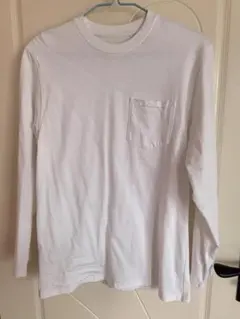 ホワイト 長袖 Tシャツ ポケット付き