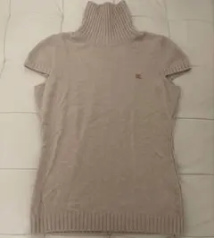 バーバリーブルーレーベル　パフスリーブ 半袖ニット タートルネック ロゴ刺繍