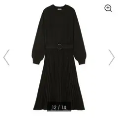 GU プリーツコンビネーションニットワンピース ブラック