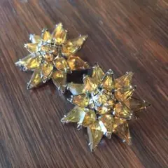 ★ 希少 ヴィンテージ カラーガラス ペア ブローチ 50’〜60’s