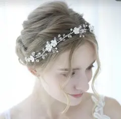 ヘッドドレス カチューシャ 成人式 卒業式 シルバー フラワー 花
