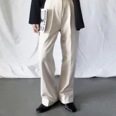 【新品未使用】太ベルトハイウエストウールライクカラータックスラックス