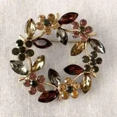 ブローチ 円型 円形 丸型 花 アクセサリー レディース リース ペールパープル