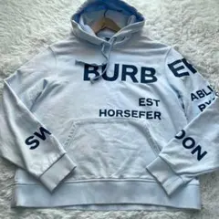 BURBERRY ホースフェリー パーカー水色 フード付きS アイスブルー 