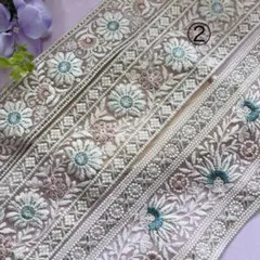 【インド刺繍リボン127】1m チュール 幅8cm 中幅リボン 長さ変更可能