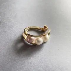 イヤーカフ　イヤーフック　淡水パール　ピンク　オシャレ　ノンホールイヤリング