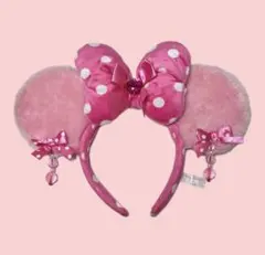 最安値♩ディズニー カチューシャ イヤリング水玉リボン ピンク