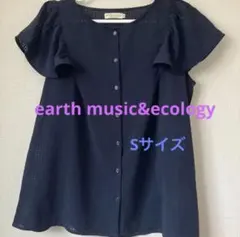 earth music&ecology ネイビー フリル袖 Sサイズ半袖シャツのサムネイル