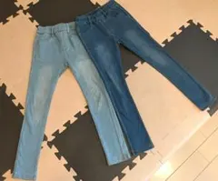 ブランシェス 2枚セットデニムニット裏起毛ロングパンツ 120cm