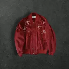 希少✦80s90sy2kヴィンテージ　赤　刺繍 　MA-1フライトジャケット短丈