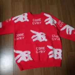 レッド ニットセーター 長袖【送料込】