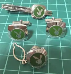 4 PLAYBOY ネクタイピン カフス セット グリーン