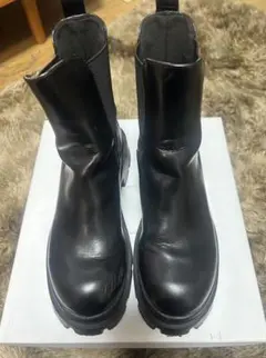 ブーツ レディース 厚底 サイズ36 黒 ZARA サイドゴア トラックソール