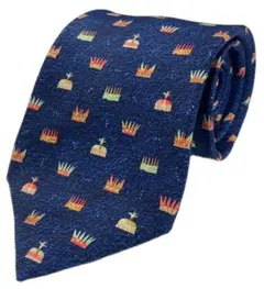 ブルガリ ネクタイ テント柄 ネイビー シルク100% 中古美品！(35044※