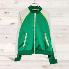 A2264 ZARA ブルゾン ジャンパー アウター(M) 緑 綿 ジップアップ