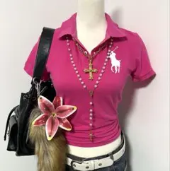 polo ラルフローレン ポロシャツ ビックポニー　 y2k グランジ ピンク