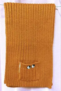 最値下げANYA HINDMARCH ヒートテックニットマフラーオレンジ1回使用