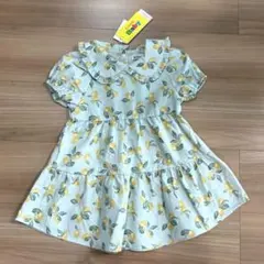 レモン柄フリルワンピース 90cm スナップボタン