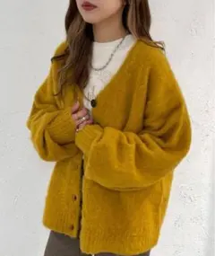 apres jour mignonシュエットモヘアライクカーディガン