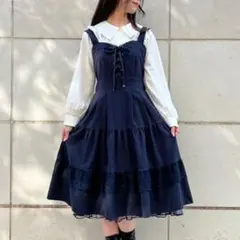 Axes femme ジャンスカ ワンピース ティアードジャンドレ 紺 ネイビー